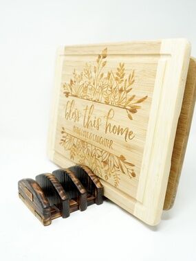Handmade Wood Kitchen Cutting Board Organizer
